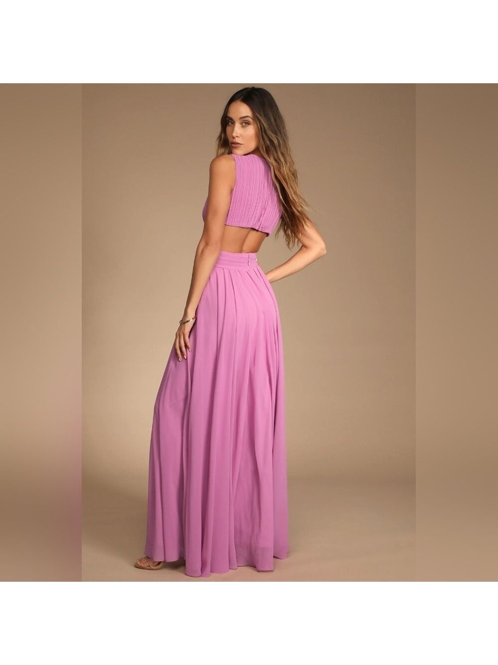 Lulus | Vivid Imagination Lilac Cutout Maxi Dress | Size L